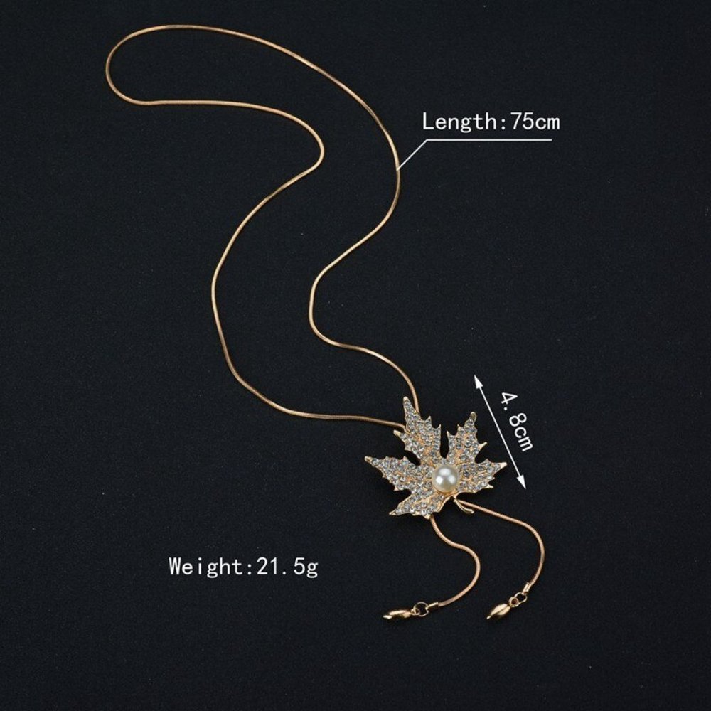 💎 NEW ❤️ Long Maple Leaf Lady Necklace Women Jewelry - Picture 3 of 3